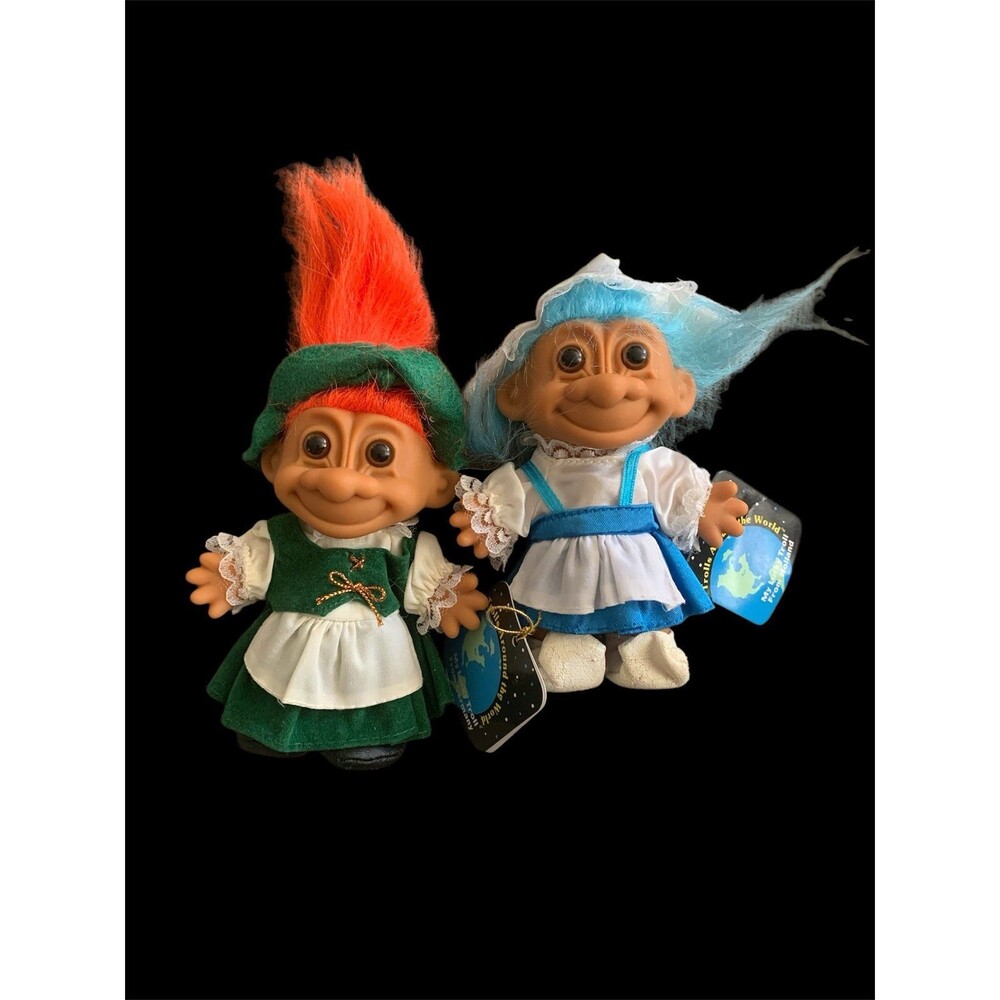 My Lucky Troll from HOLLAND - Blue Hair and Troll Doll Russ German Orange Hair V